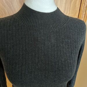 Topshop Charcoal Ribbed Turtleneck Sweater